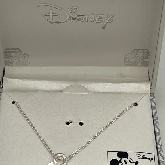 Disney 90 Years Mickey Mouse Silver Plated Swarovski Crystal 18 Inch Necklace - Picture 13 of 16